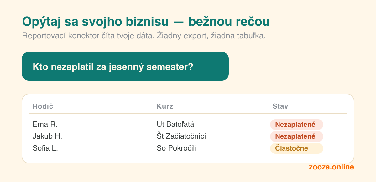 Otázka reportovaciemu konektoru „Kto nezaplatil za jesennú sezónu?